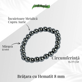 Bratara cu Hematit 8 mm Impamantare si Focus – Unisex, minimalista, puternica