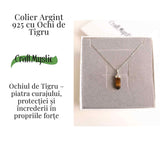 Putere si Protectie Zilnica – Colier Turnulet din Argint 925 cu Ochi de Tigru