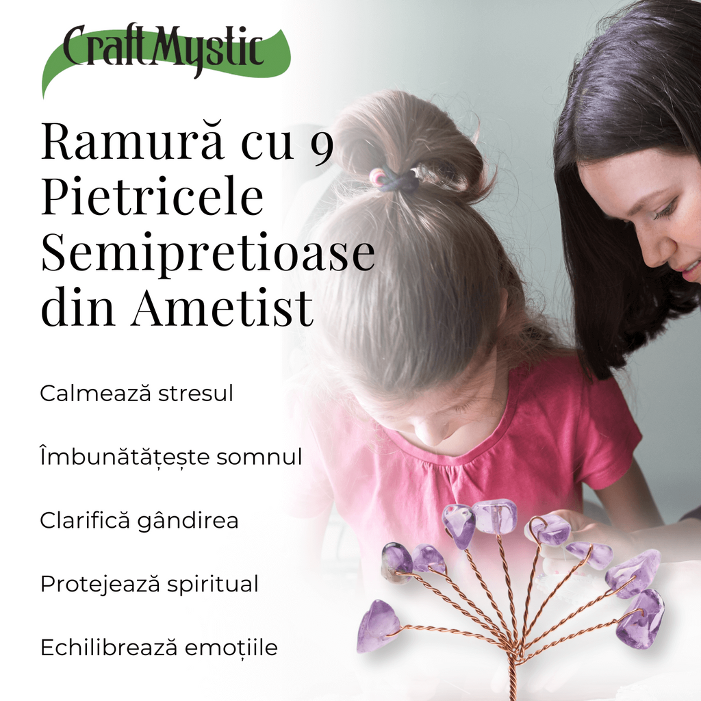 Ramurica DIY din Pietre Naturale Ametist (9 Pietricele)