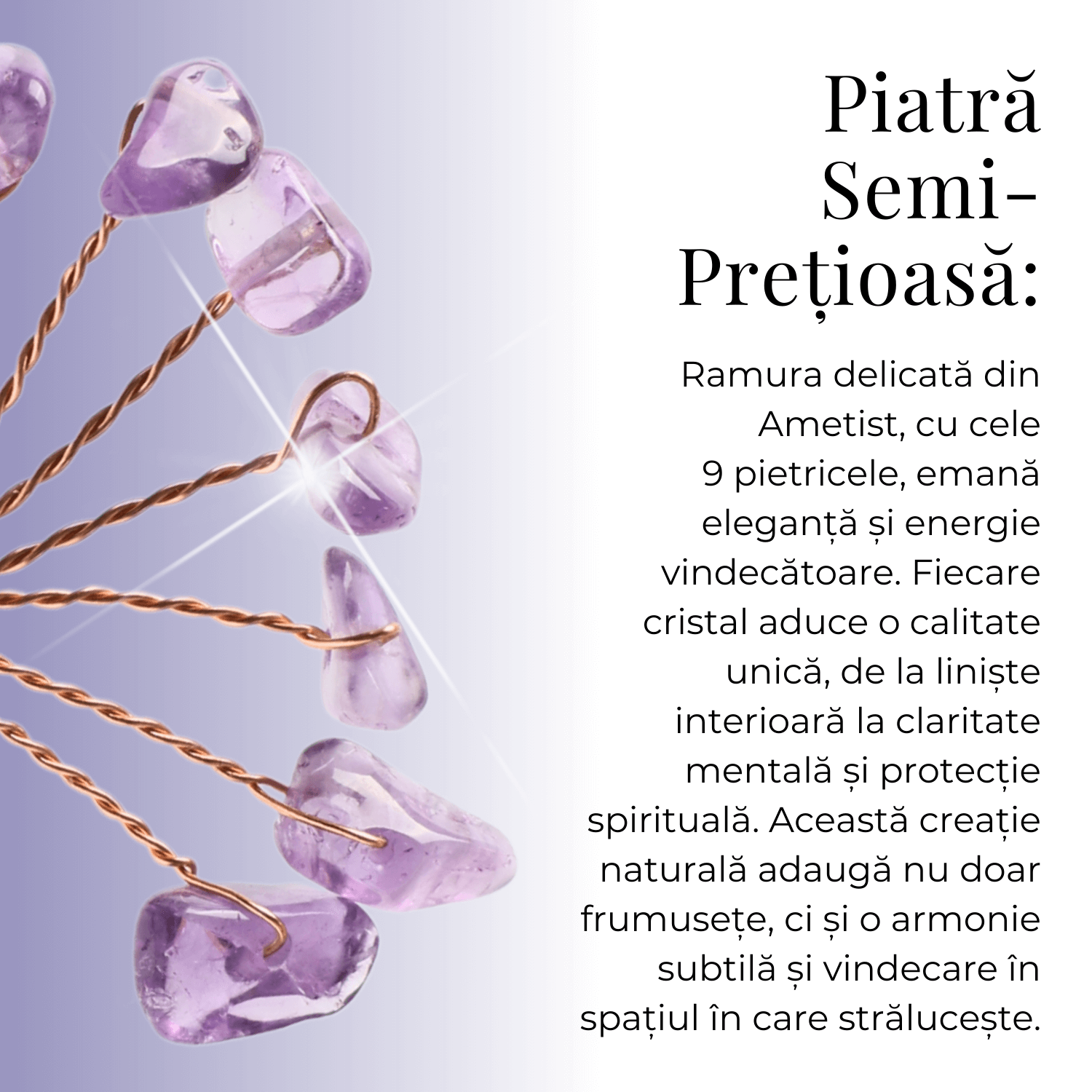 Ramurica DIY din Pietre Naturale Ametist (9 Pietricele)