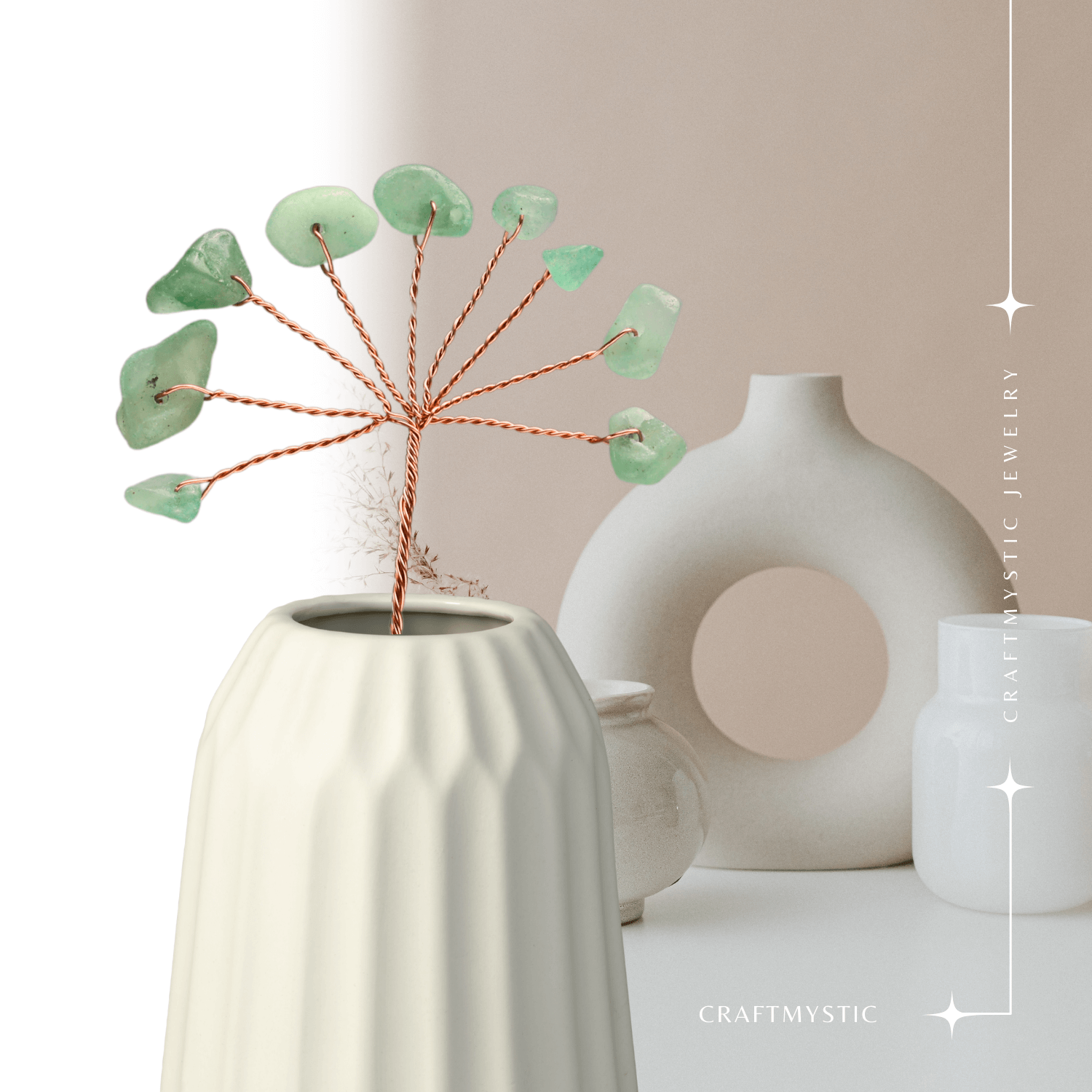 Ramurica Creativă DIY cu Pietre Naturale de Aventurin Verde (9 Pietricele)