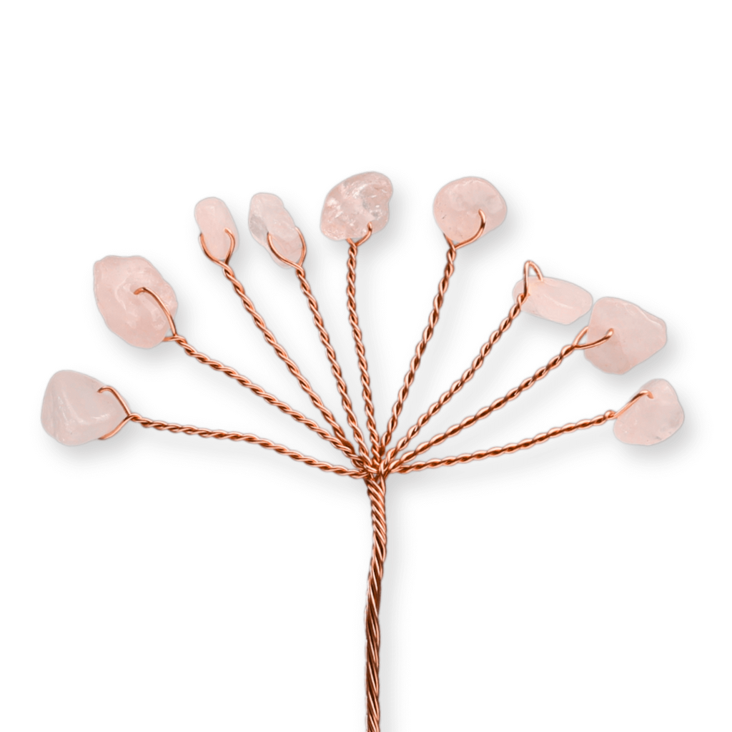 Ramurica Decorativa DIY cu Pietre Naturale Cuart Roz (9 Pietricele)
