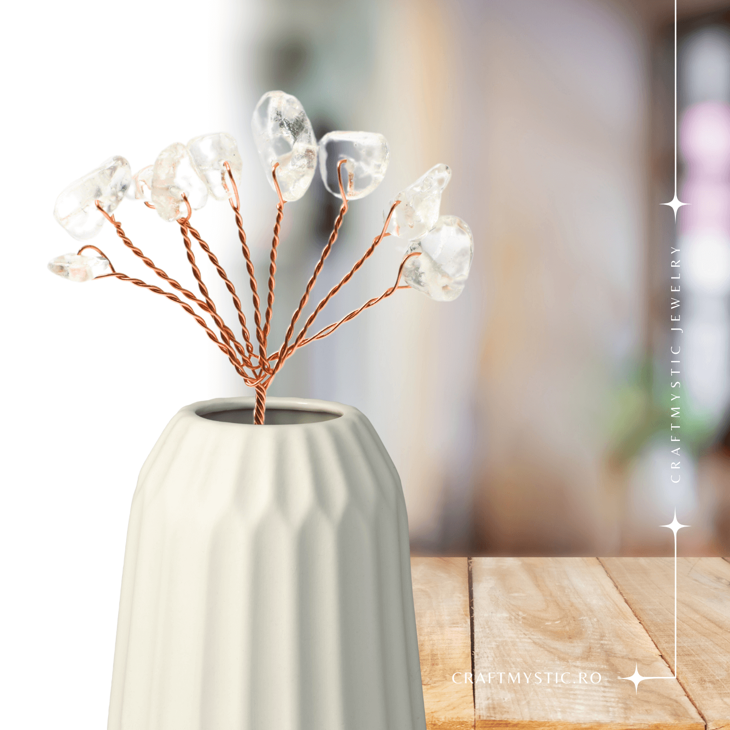 Ramurica DIY din Pietre Naturale Cuart Transparent (9 Pietricele)