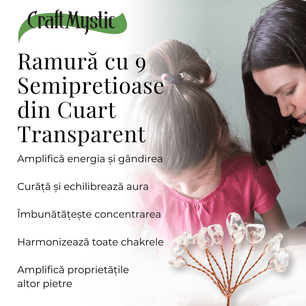 Ramurica DIY din Pietre Naturale Cuart Transparent (9 Pietricele)
