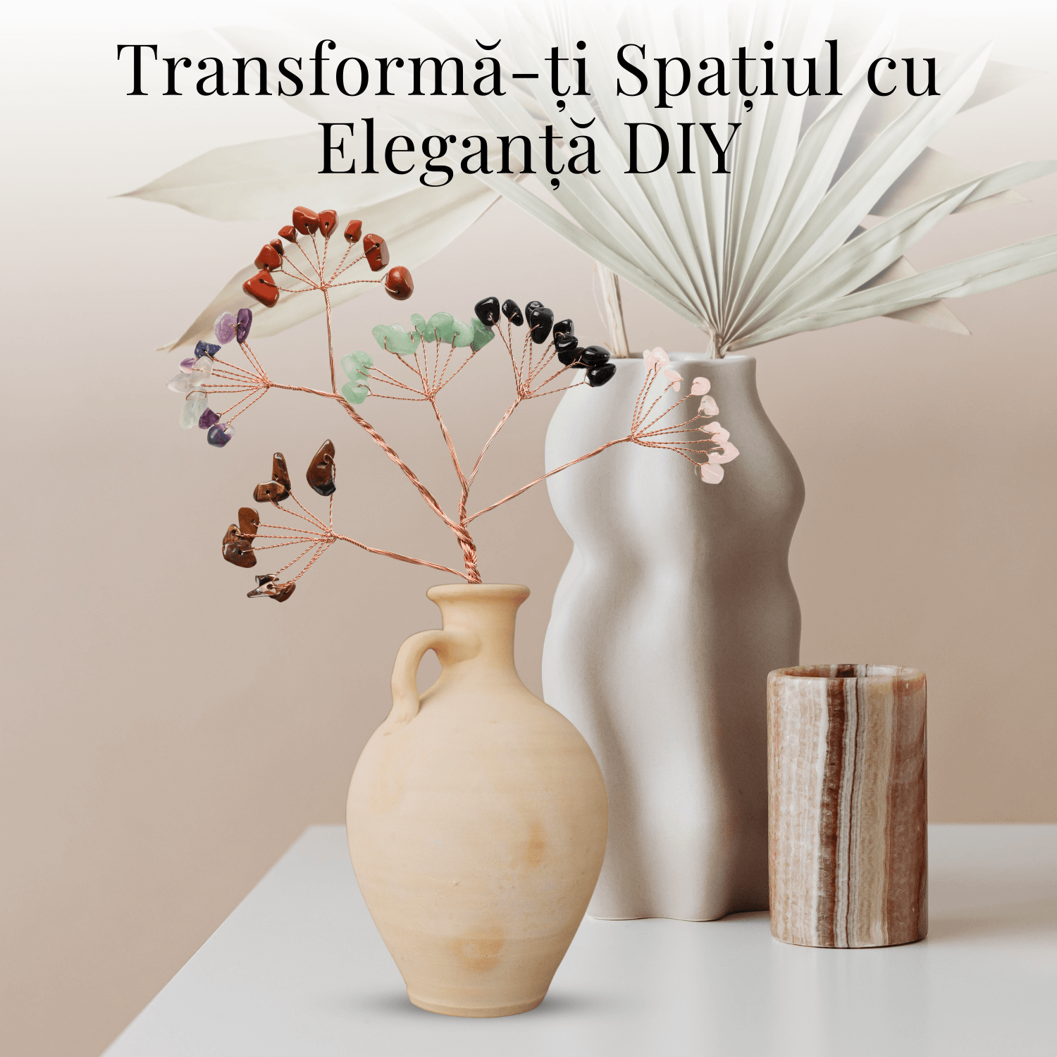 Ramurica Creativa DIY cu Pietre Naturale Jasp Rosu (9 Pietricele)