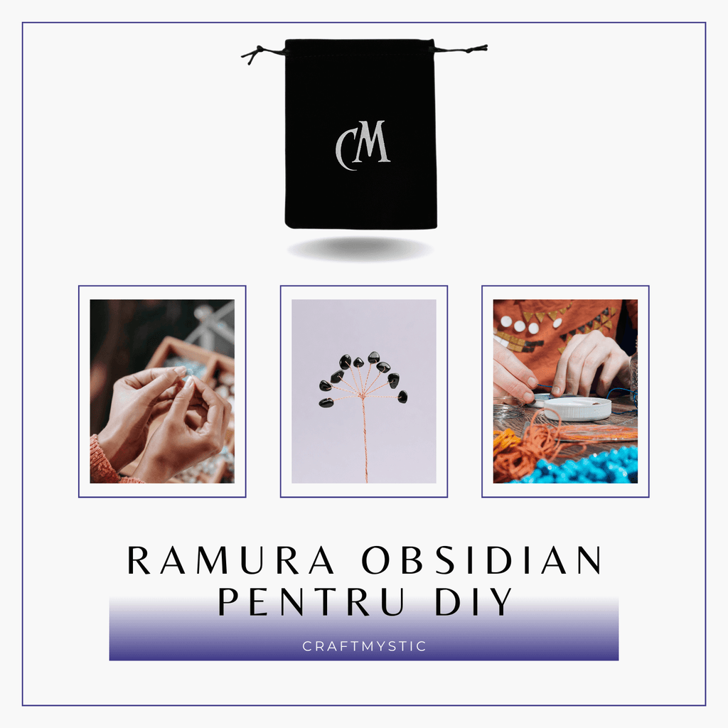 Ramurica DIY cu Pietre Naturale de Obsidian (9 Pietricele)