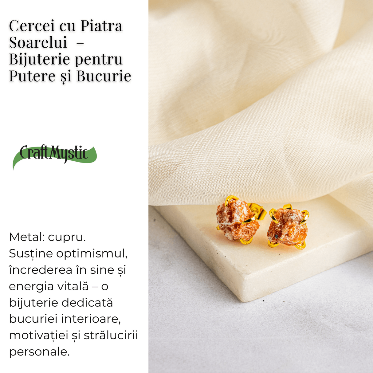 Putere si Bucurie – Cercei cu Reflexe Aurii si Inchidere cu Tija