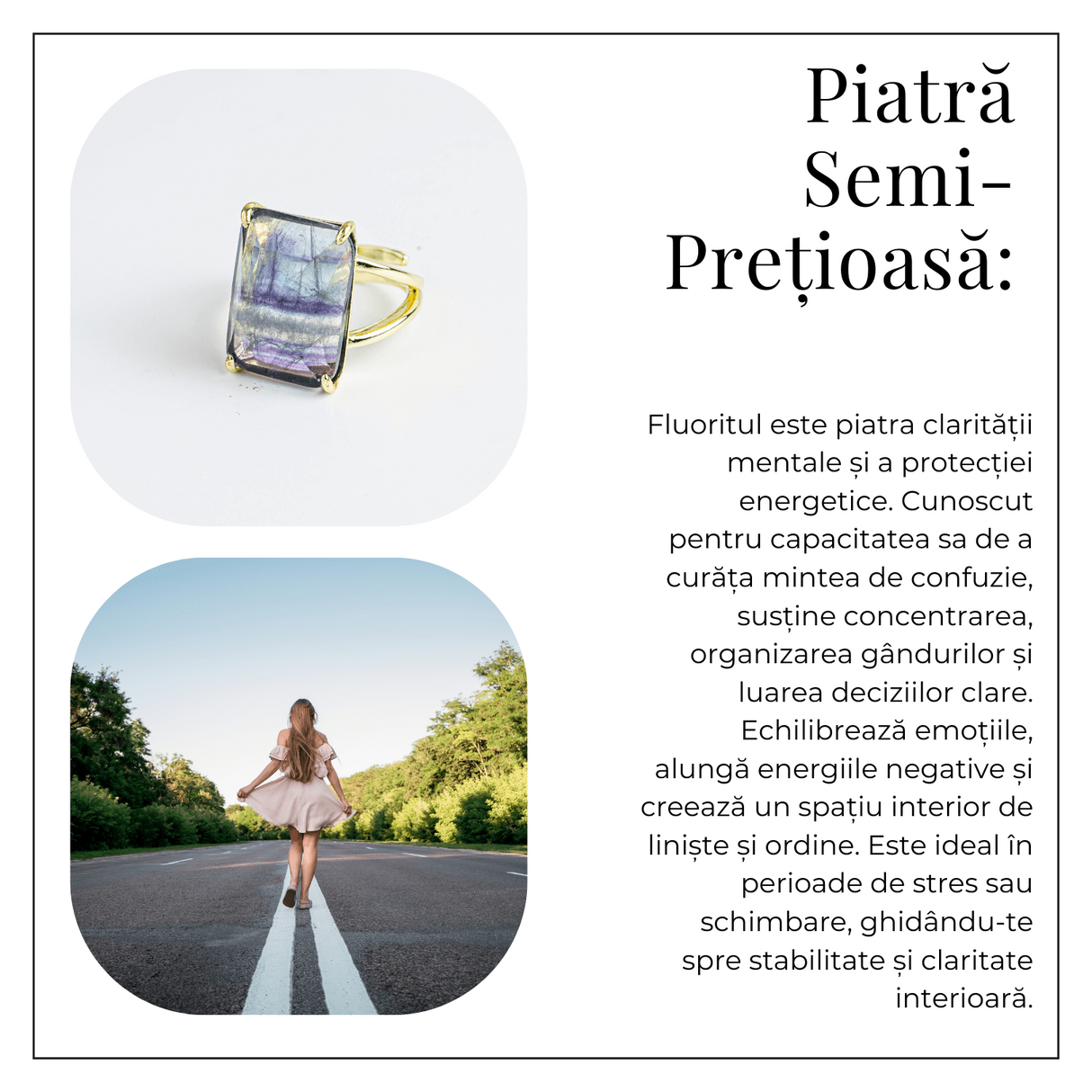 Claritate si Protectie – Inel cu Fluorit Natural si Energie Mentala