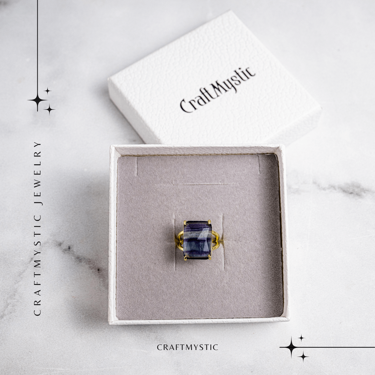 Claritate si Protectie – Inel cu Fluorit Natural si Energie Mentala