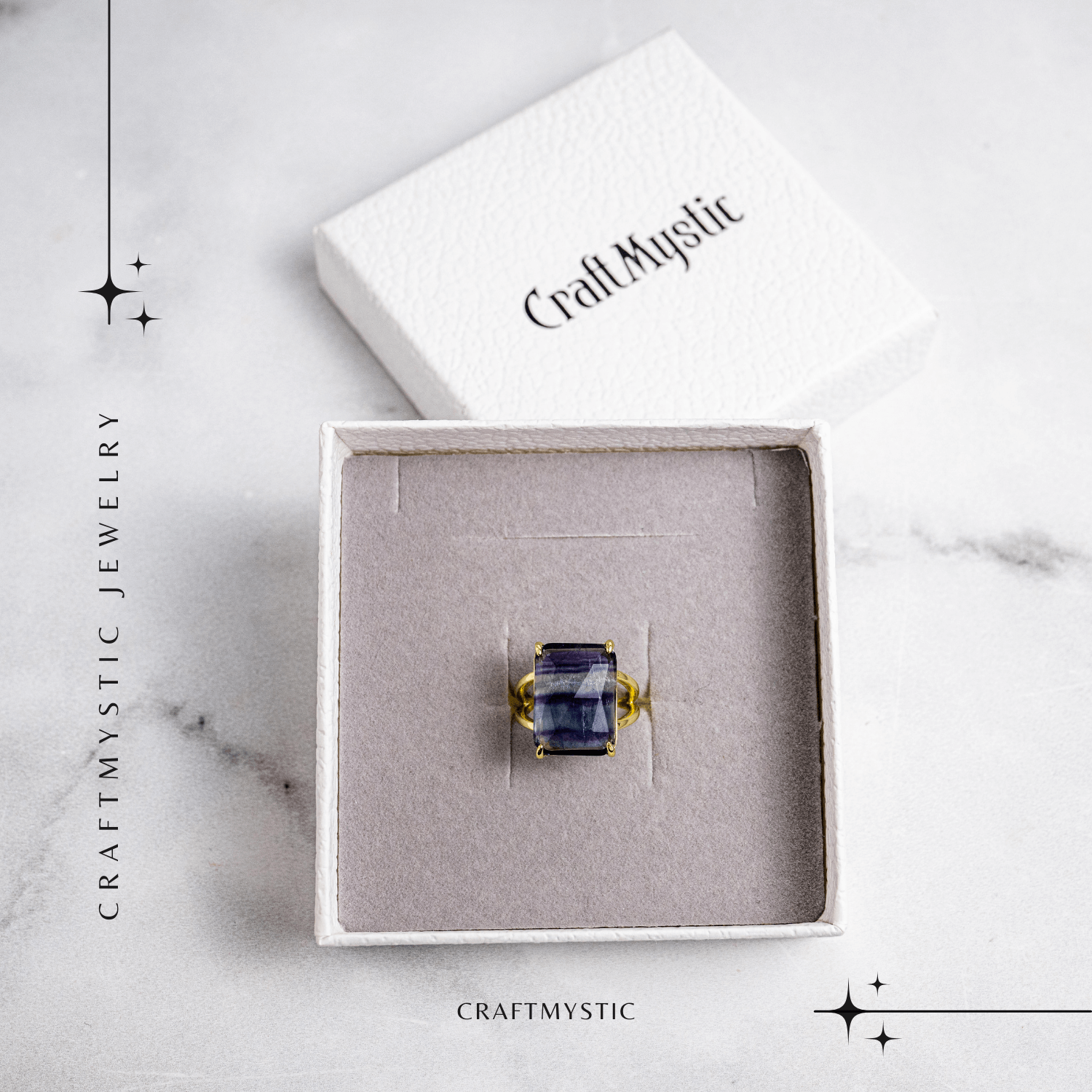 Claritate si Protectie – Inel cu Fluorit Natural si Energie Mentala