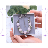 Bratara Ajustabila Cuart Roz 12mm si Pietre Mixte pentru Vindecare