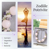 Bratara Ajustabila Cuart Roz 12mm si Pietre Mixte pentru Vindecare