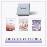 Bratara Ajustabila Cuart Roz 12mm si Pietre Mixte pentru Vindecare