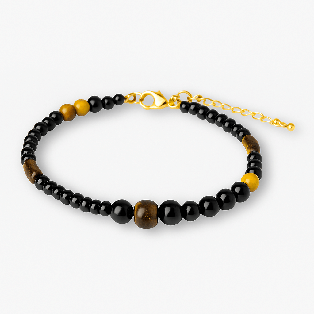 Scut Energetic – Bratara cu Agat Negru, Obsidian si Ochi de Tigru