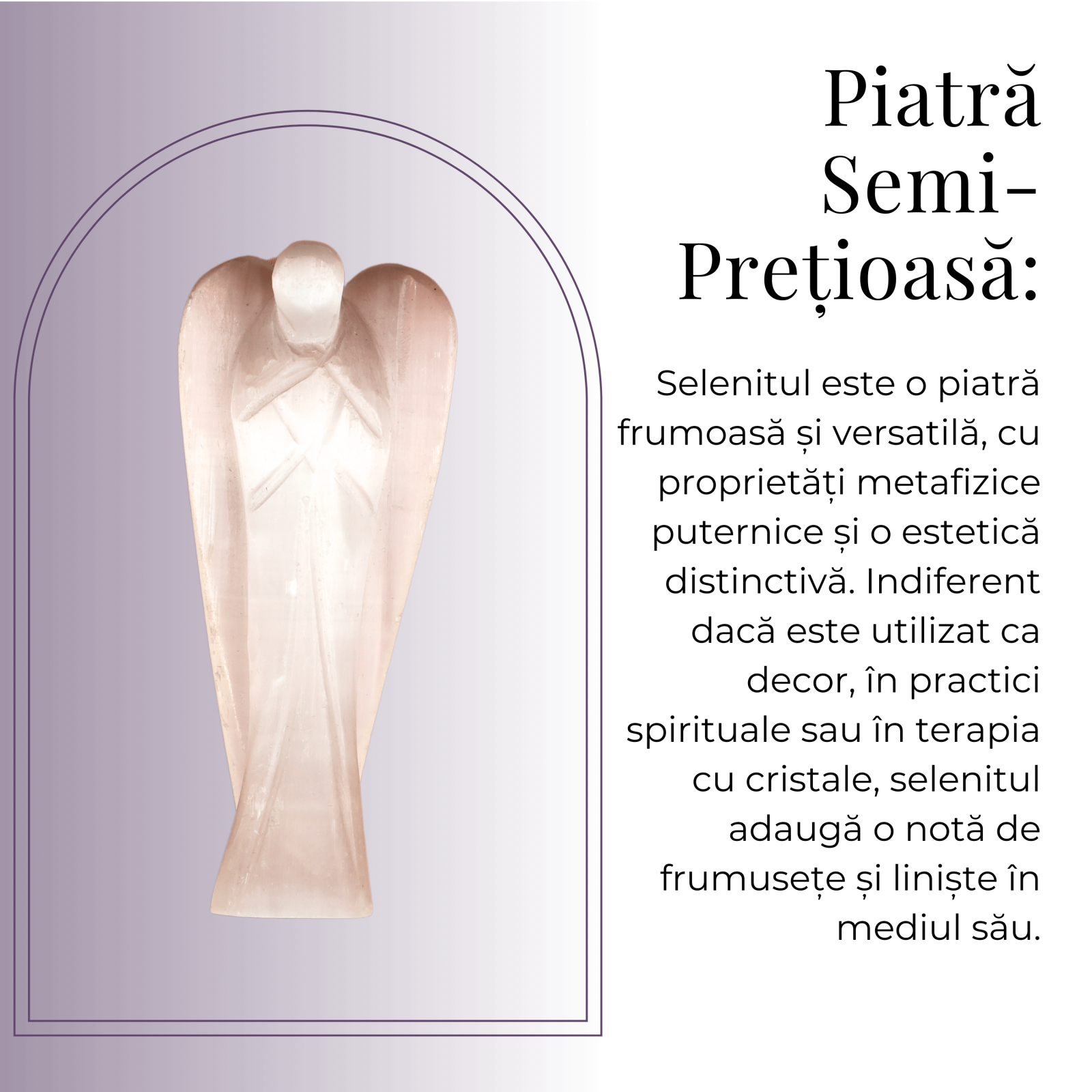 Inger de 80mm Sculptat Manual din Piatra Naturala de Selenit