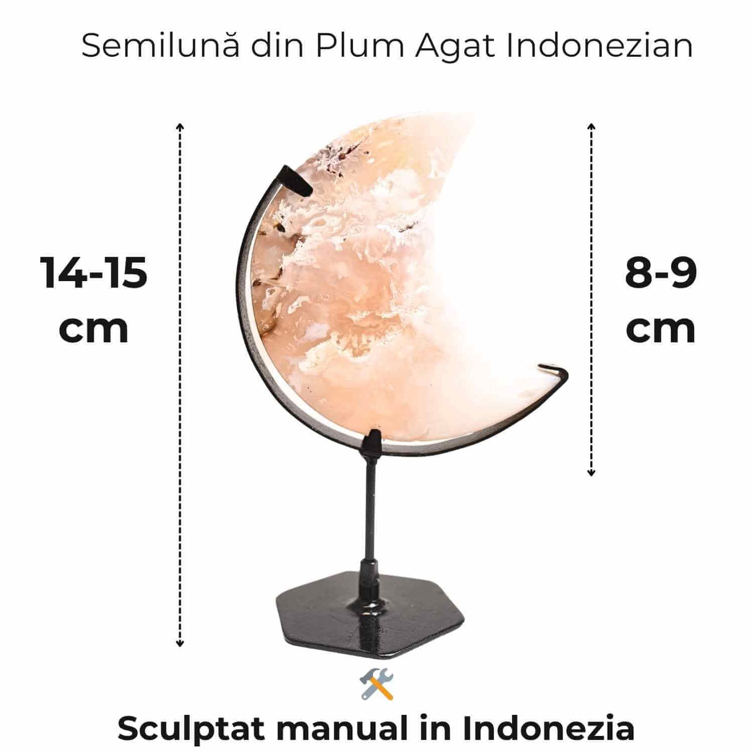 Semiluna din Plum Agat – Sculptata manual, armonie interioara si blandete