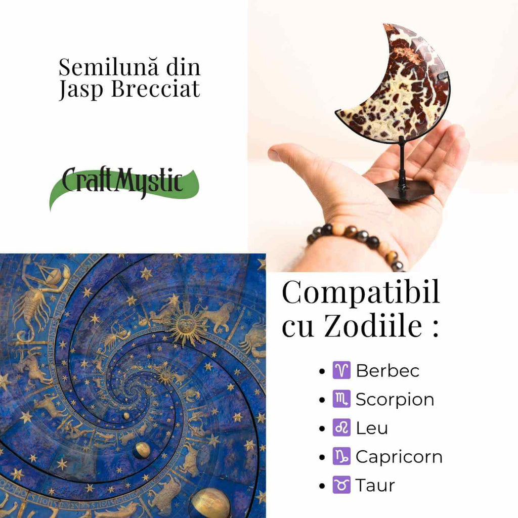 Semiluna din Jasp Brecciat – Simbolul puterii personale si al curajului interior