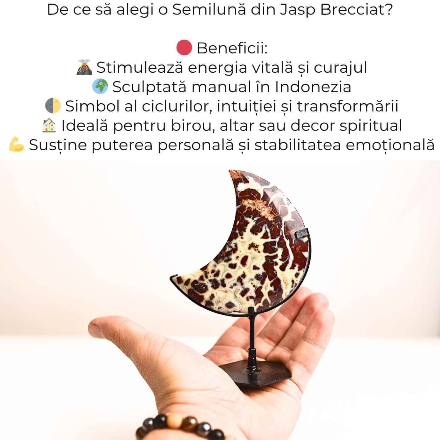 Semiluna din Jasp Brecciat – Simbolul puterii personale si al curajului interior