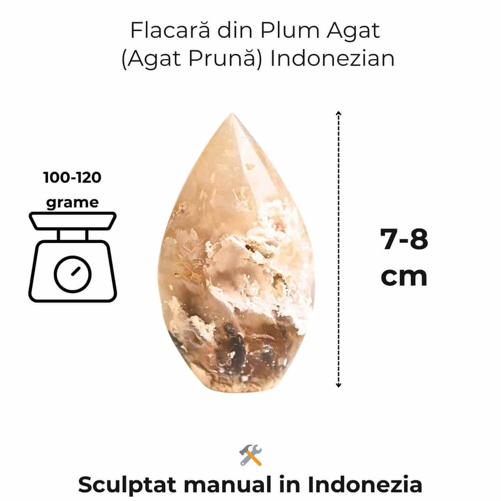 Flacara care mangaie – Plum Agat Indonezian pentru Calm si Vindecare Emotionala 7-8 cm