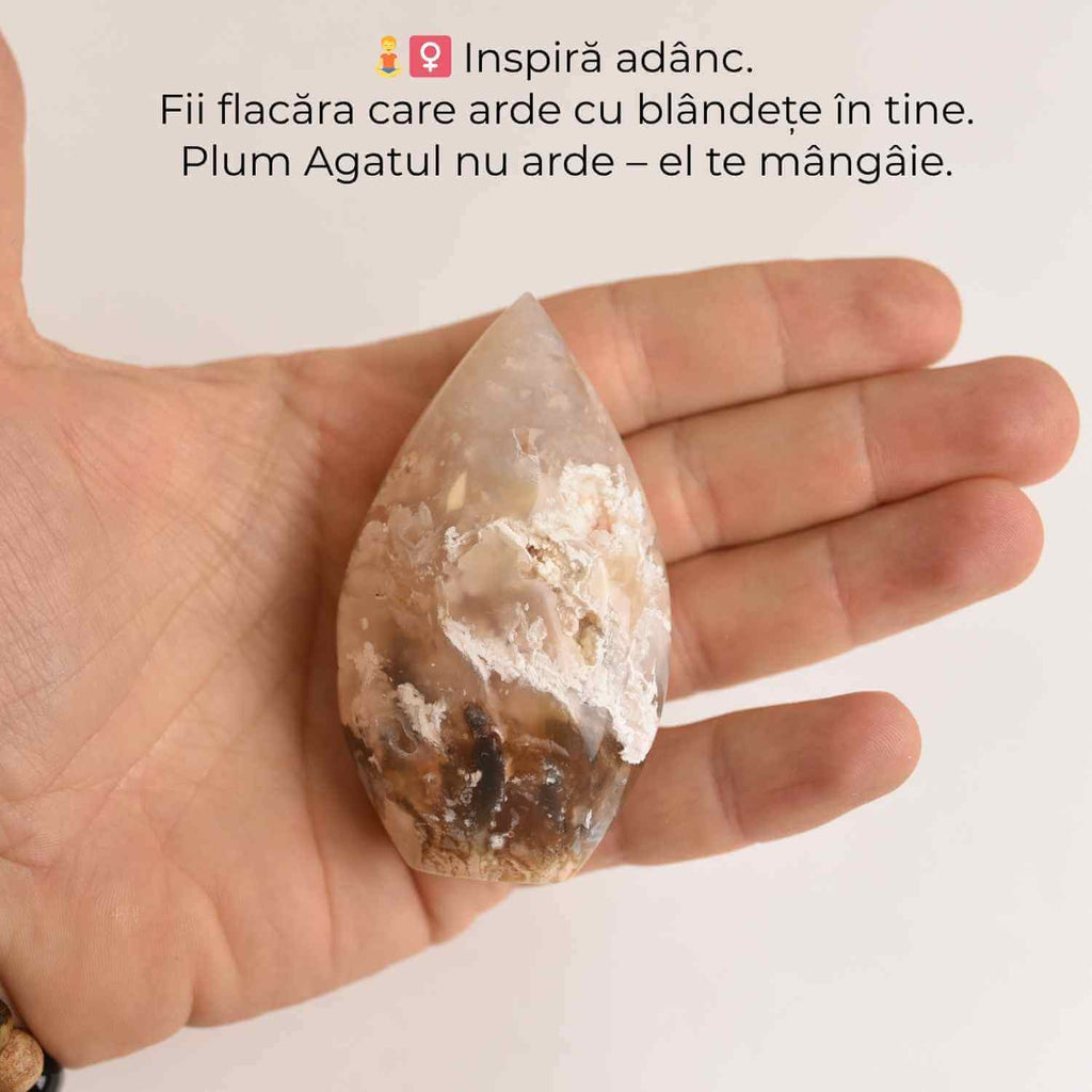 Flacara care mangaie – Plum Agat Indonezian pentru Calm si Vindecare Emotionala 7-8 cm