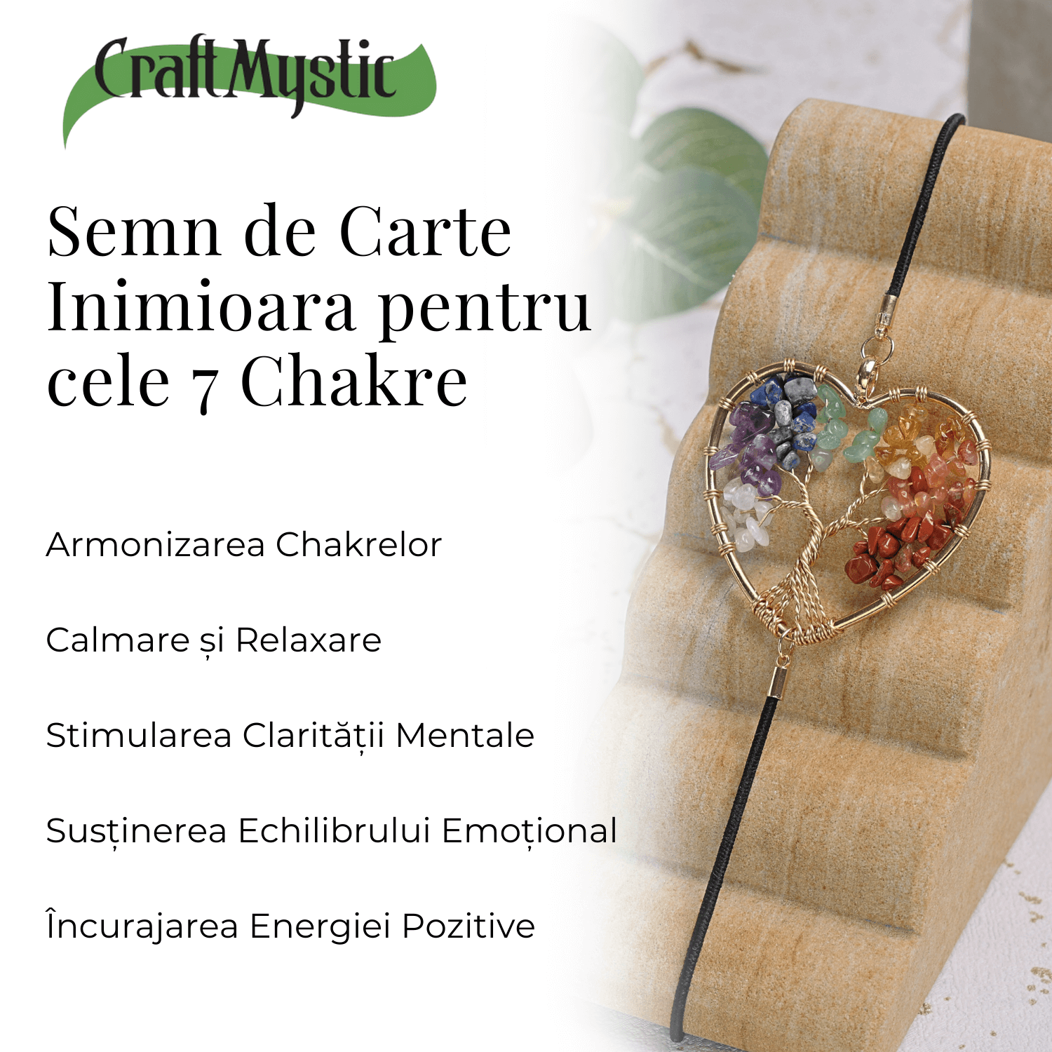 Semn de Carte Elastic cu Cristale Chakra