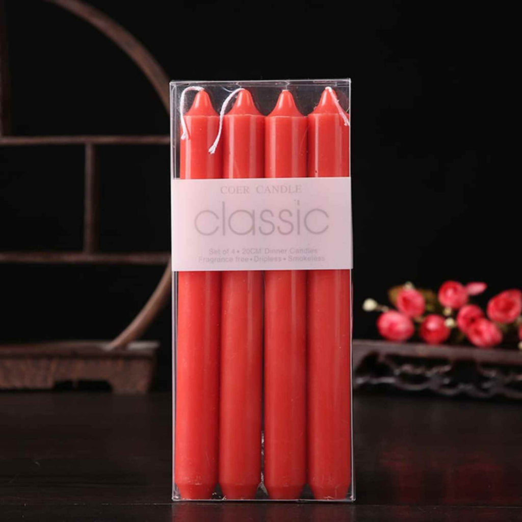 Set 4 Lumanari rosii drepte de 25 cm