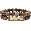 Set 2 Bratari elastice cu pietre semipretioase ochi de tigru de 8 mm – bratara pentru meditatie, yoga, reiki.
