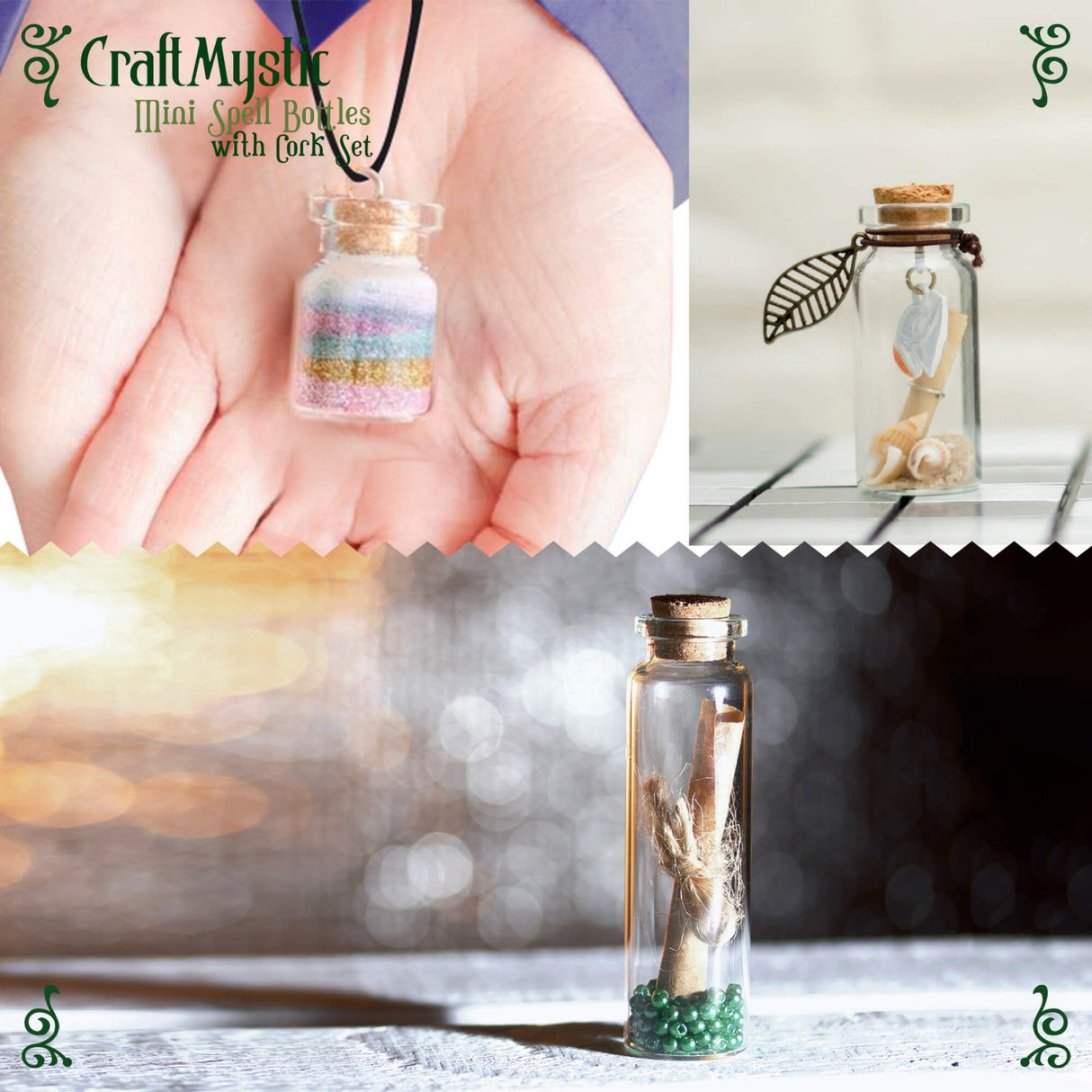 Set 60 de sticlute cu dop de pluta - Sticle miniatura cu capace si accesorii - Mini borcane din sticla transparenta – Mini sticlute decorative pentru nunti, botezuri, potiuni, proiecte craft DIY