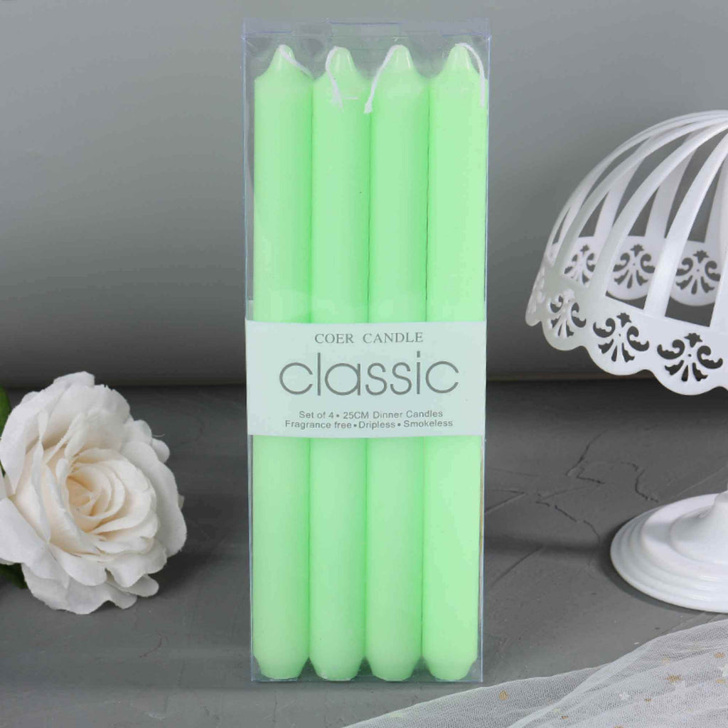 Set 4 Lumanari drepte verde lime de 25 cm