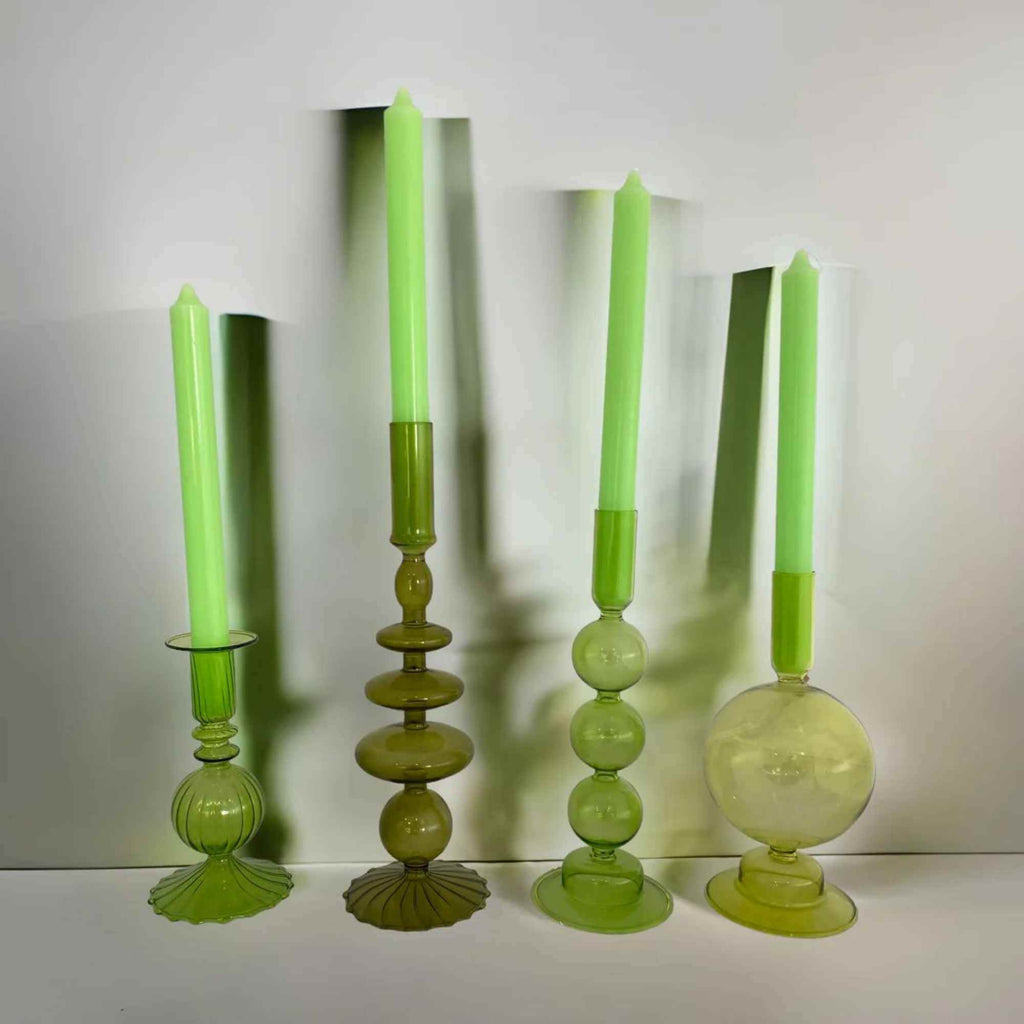 Set 4 Lumanari drepte verde lime de 25 cm