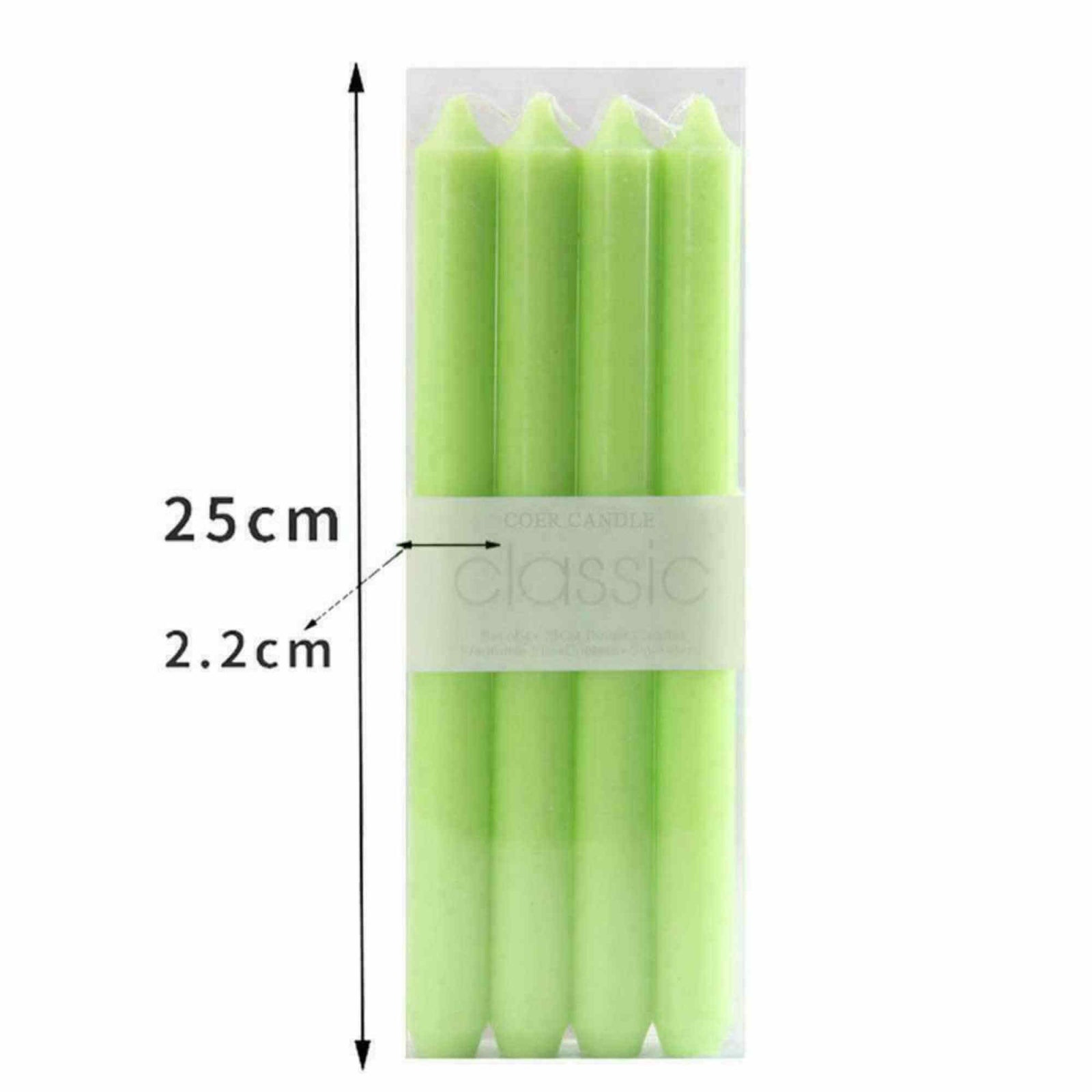 Set 4 Lumanari drepte verde lime de 25 cm