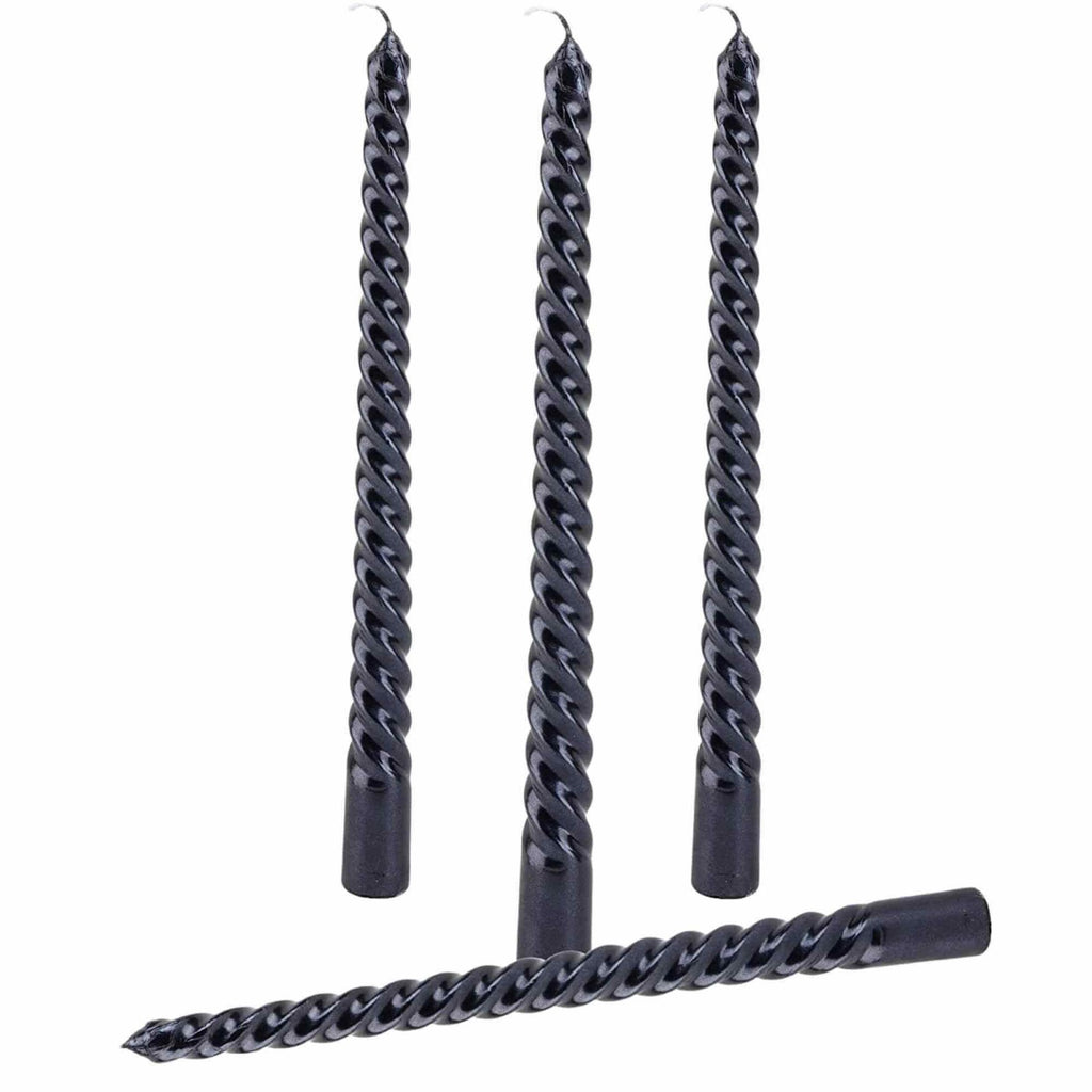 Set 4 Lumanari negre spirala de 25 cm
