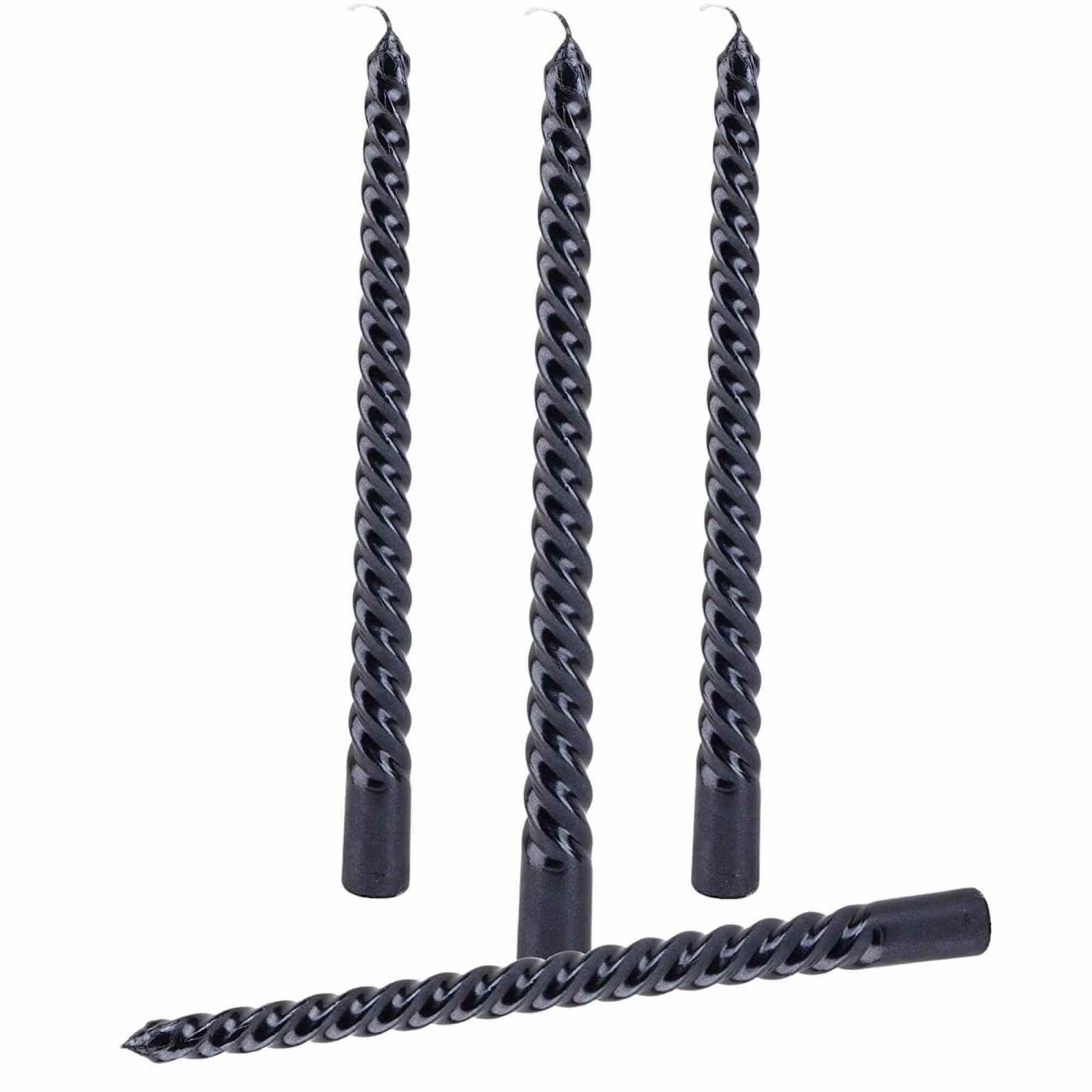 Set 4 Lumanari negre spirala de 25 cm
