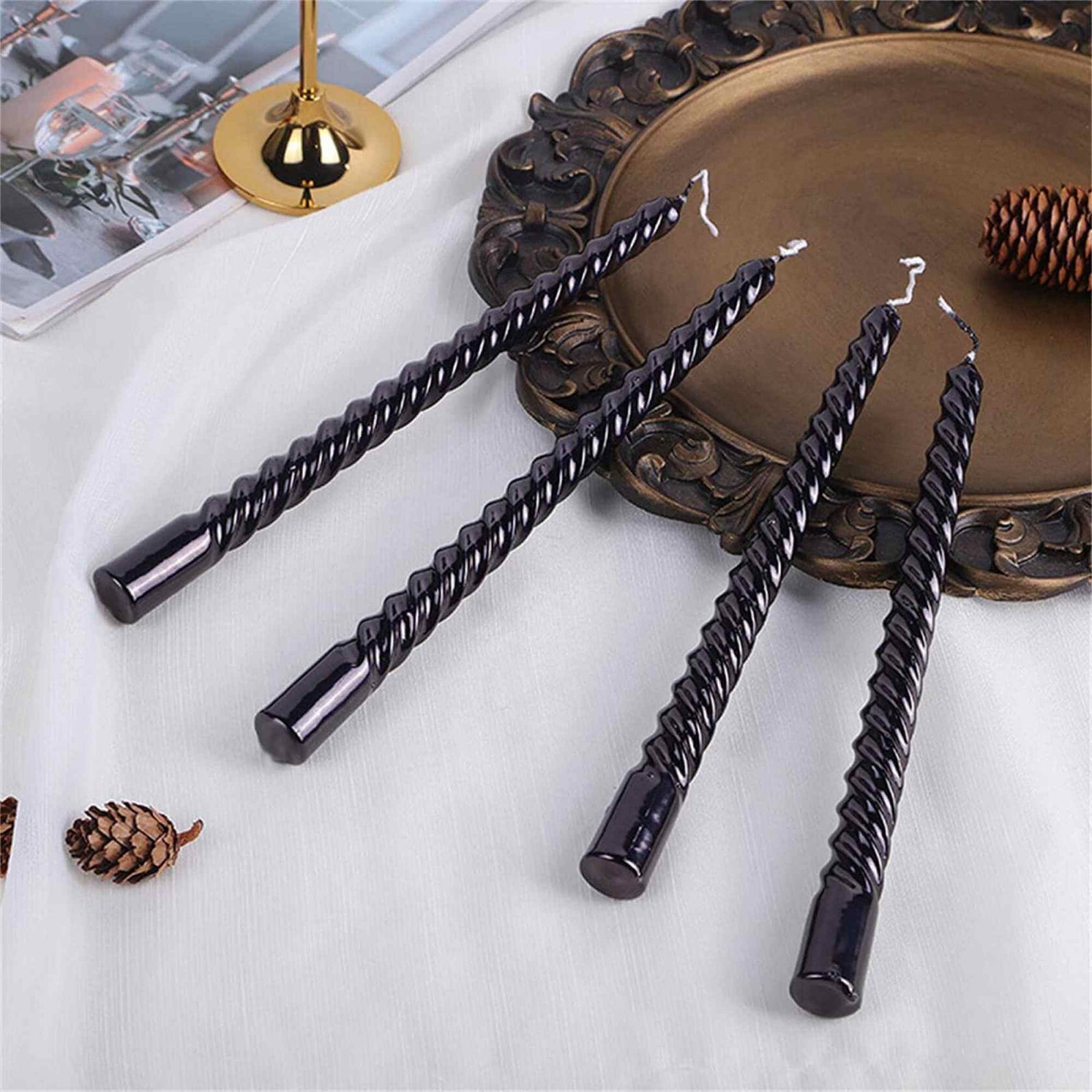 Set 4 Lumanari negre spirala de 25 cm