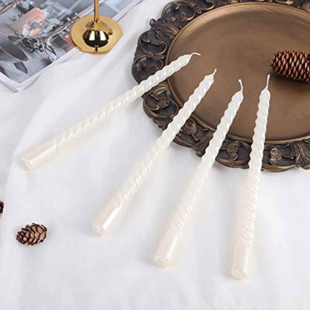 Set 4 Lumanari albe spirala de 25 cm