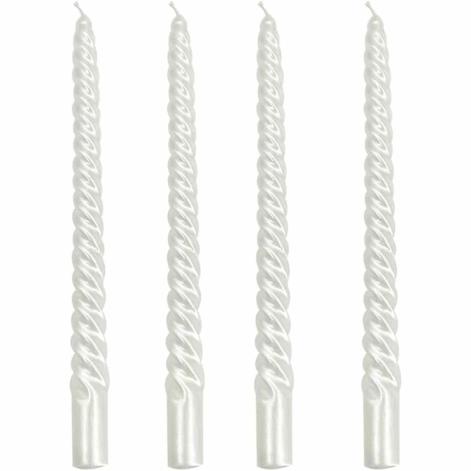 Set 4 Lumanari albe spirala de 25 cm