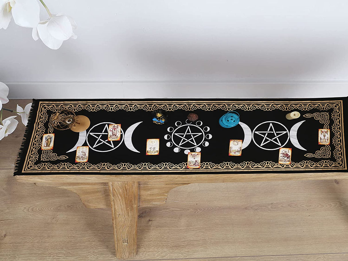 Patura pentru altar magic - Design Moon Phases With Triple Moon - Vrajitorie Tarot Wiccani Spiritualitate