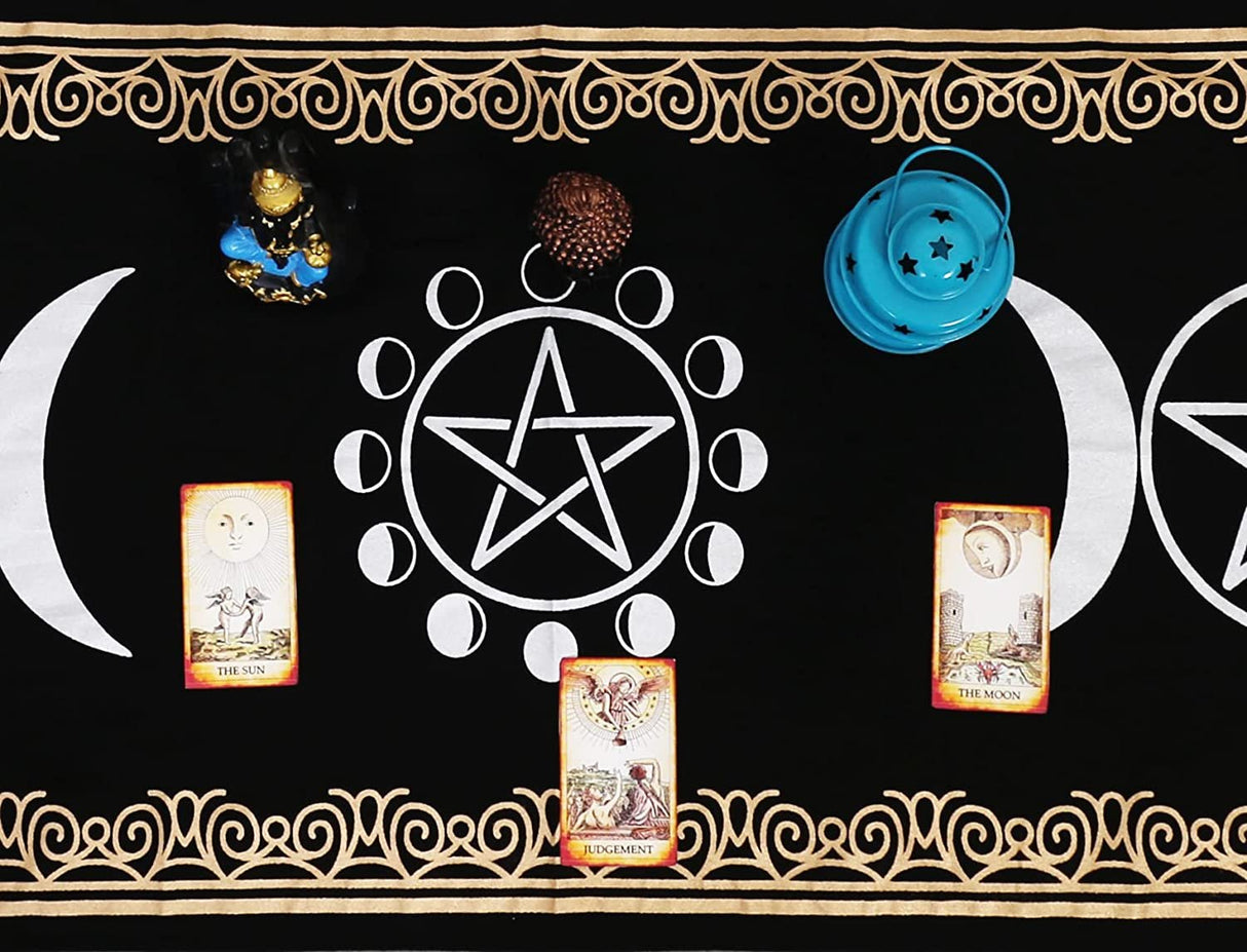 Patura pentru altar magic - Design Moon Phases With Triple Moon - Vrajitorie Tarot Wiccani Spiritualitate