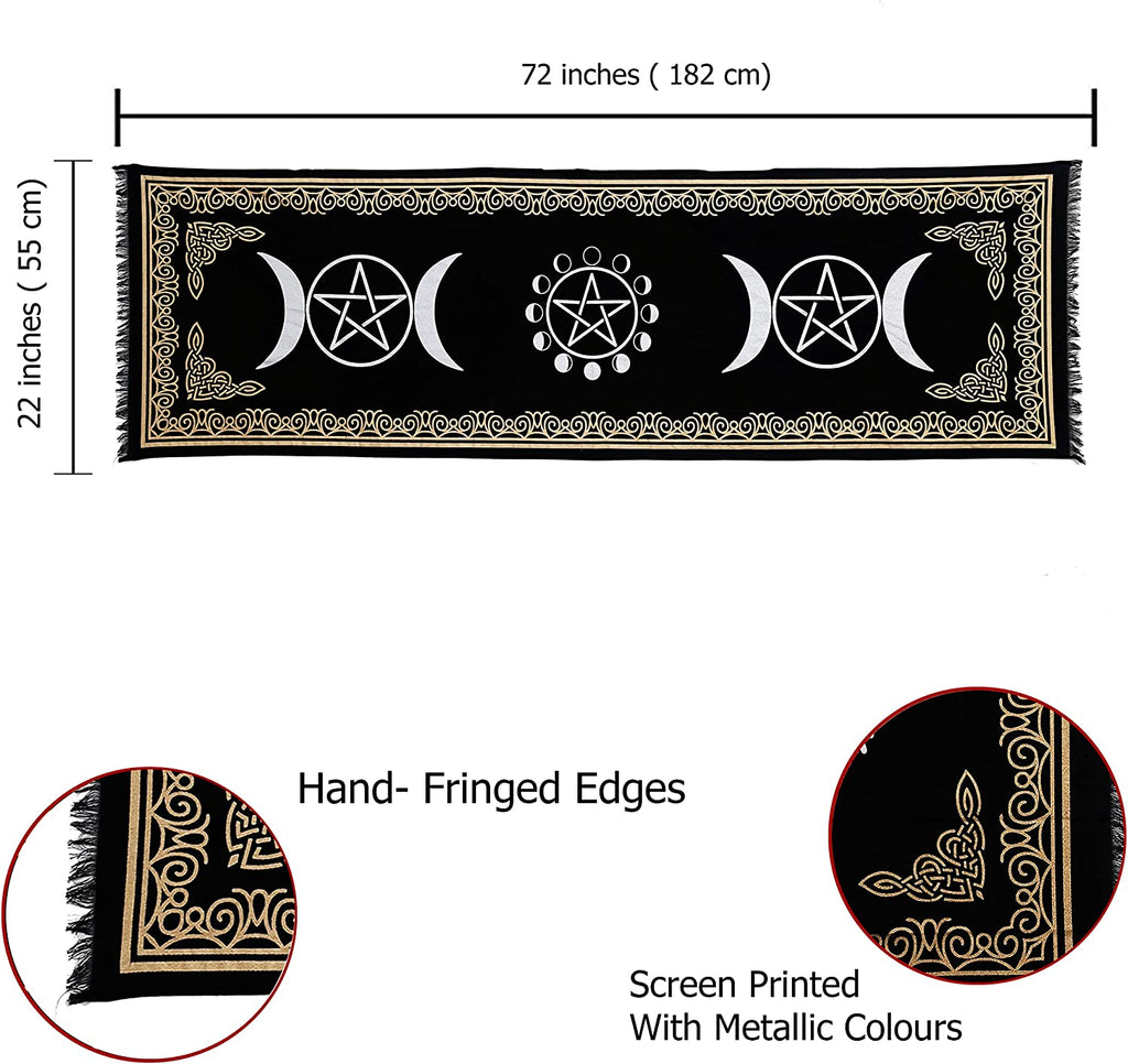Patura pentru altar magic - Design Moon Phases With Triple Moon - Vrajitorie Tarot Wiccani Spiritualitate
