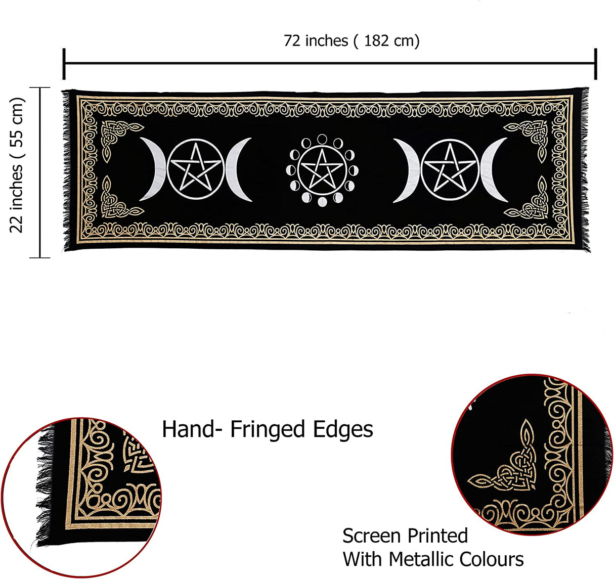 Patura pentru altar magic - Design Moon Phases With Triple Moon - Vrajitorie Tarot Wiccani Spiritualitate