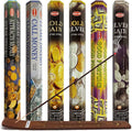 Set 6 pachete mix betisoare parfumate cu cele mai apreciate 6 parfumuri HEM cu tematica bani si noroc + suport pentru betisoare