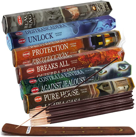 Set 6 pachete mix betisoare parfumate cu cele mai apreciate 6 parfumuri HEM ideale pentru magie + suport pentru betisoare