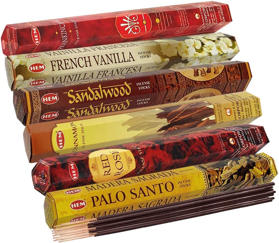 Set 6 pachete mix betisoare parfumate cu cele mai apreciate 6 parfumuri HEM populare + suport pentru betisoare