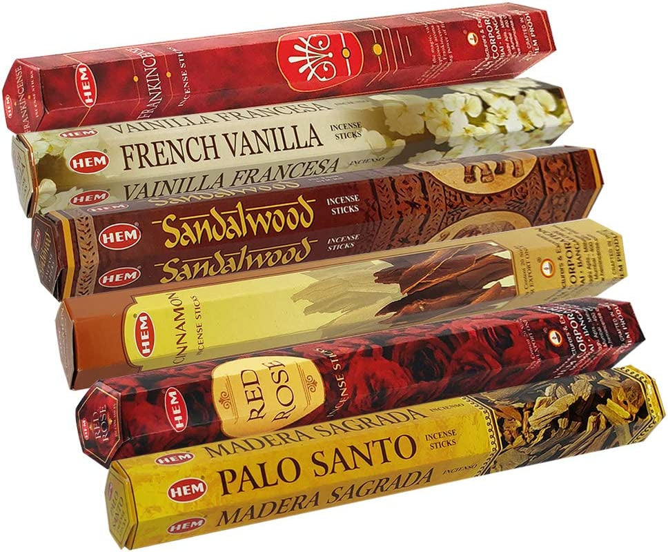 Set 6 pachete mix betisoare parfumate cu cele mai apreciate 6 parfumuri HEM populare + suport pentru betisoare