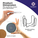 Set 8 suporturi pentru pahare tematica boho mandala si organizator, material ceramica absorbanta cu baza din pluta antiaderenta