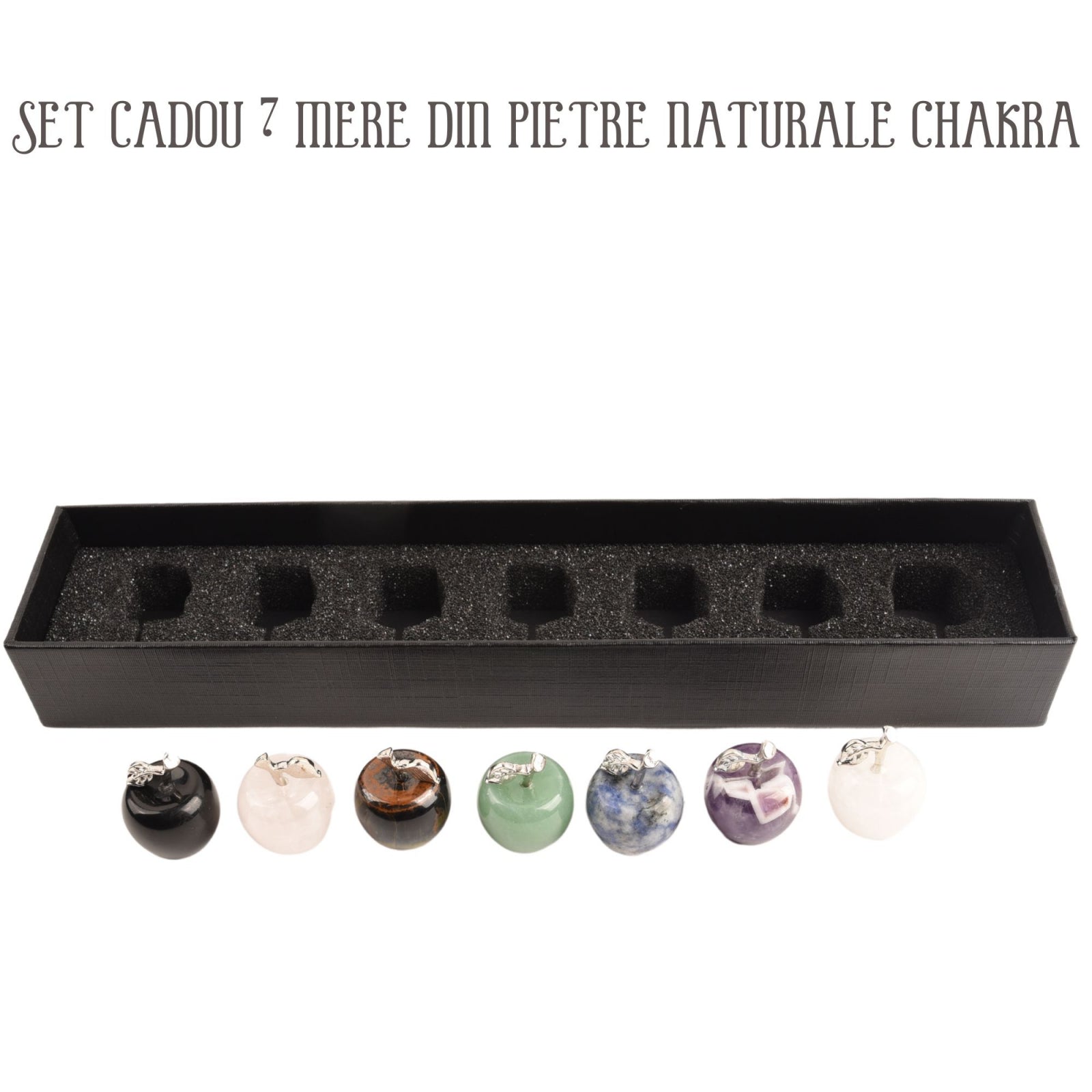 Set 7 Mere din Cristale Naturale pentru Echilibru si Armonie – Colier si Cutie Cadou