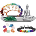Set accesorii pentru meditatie spirituala cu 7 pietre semipretioase chakra, figurina yoga si bratara - Decor Feng Shui, ideal pentru o stare de liniste si relaxare