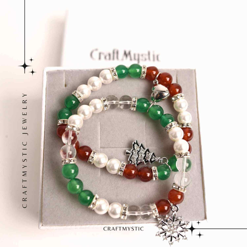 Set bratari cuplu naturale cu Agat, perla si cristal