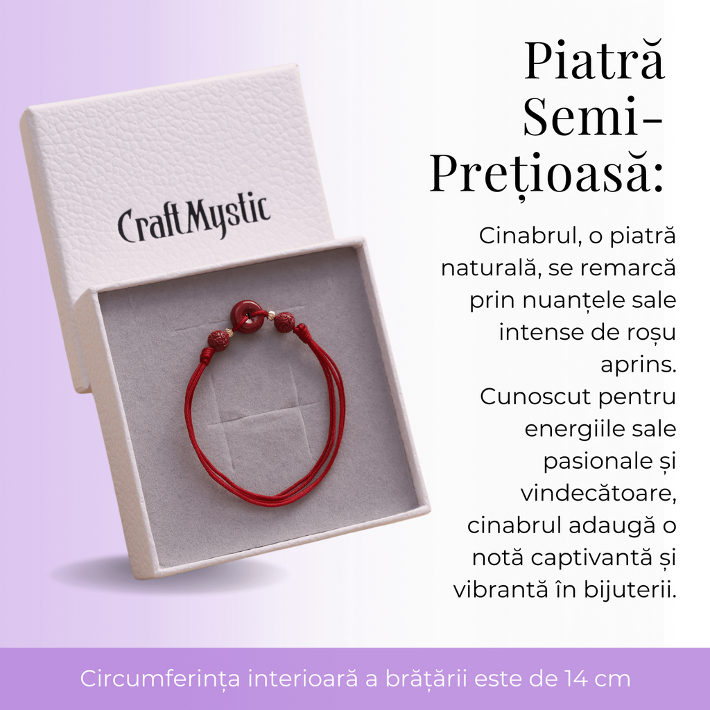 Bratara pe Snur cu Piatra de Cinabru Natural