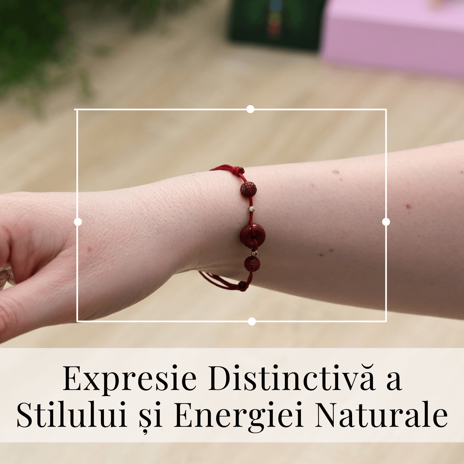 Bratara pe Snur cu Piatra de Cinabru Natural